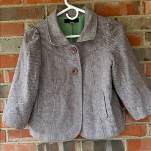 Lux for Urban Outfitters Gray & Pink cropped Blazer with Green Lining